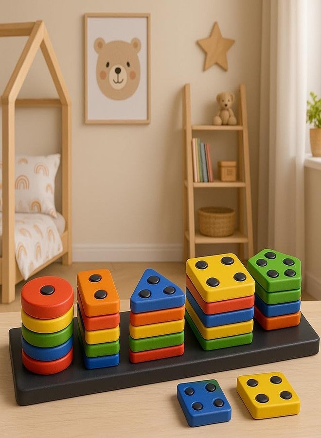 إيثيو مكعبات الزوايا الهندسية من إيثيو للأطفال | 26 قطعة، لعبة تعليمية مونتيسوري للفرز والتكديس | أحجية فرز الأشكال الملونة للأطفال الصغار من عمر 1-3 سنوات | لعبة أنشطة تعليمية للأولاد والبنات - Image 4